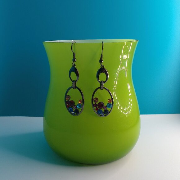 Seven colors rhinestone crystal dangle earrings - Picture 4 of 7